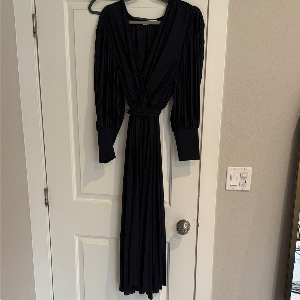 Mango Black Midi Dress with Pleats